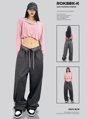 ROKBBK－K/布韩街舞潮牌宽松休闲爵士舞hiphop长裤女个性jazz运动