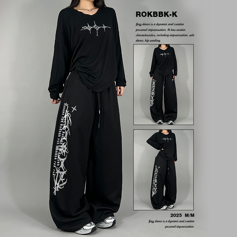 ROKBBK-K布韩街舞潮牌暗黑复古秋冬个性辣妹休闲裤女爵士舞