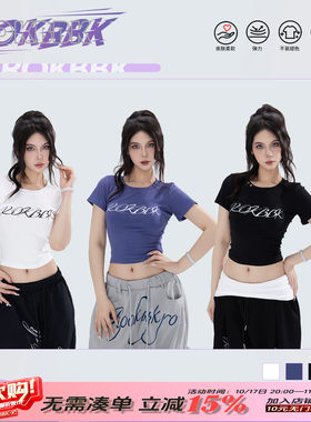 ROKBBK女短袖字母印花短款T恤