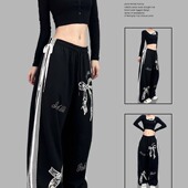 女嘻哈宽松裤 ROKBBK－K 布韩街舞潮牌蕾丝边条运动休闲jazz长裤 子