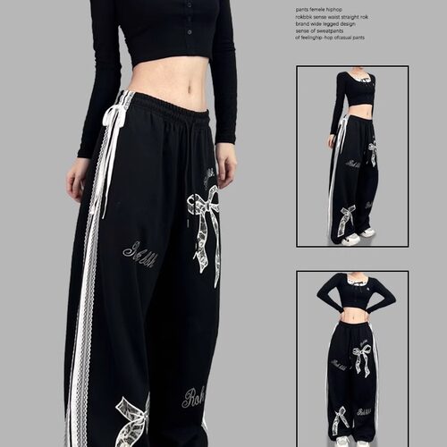 自然腰街舞潮牌布韩长裤