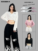 ROKBBK－K 布韩街舞潮牌抽绳慵懒爵士跳舞长袖 女运动宽松jazz上衣