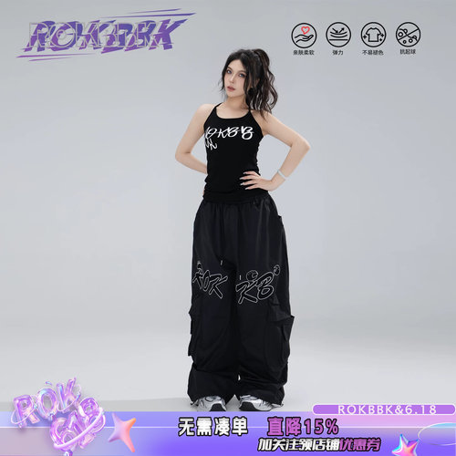 ROKBBK工装多袋宽松伞兵裤女