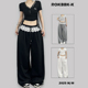 布韩街舞潮牌运动裤 女夏季 ROKBBK 宽松休闲蕾丝嘻哈爵士舞长裤