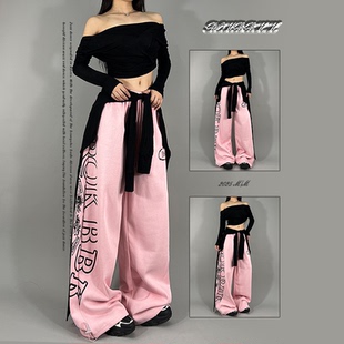 女爵士舞 复古嘻哈字母印花休闲裤 ROKBBK K布韩街舞潮牌美式