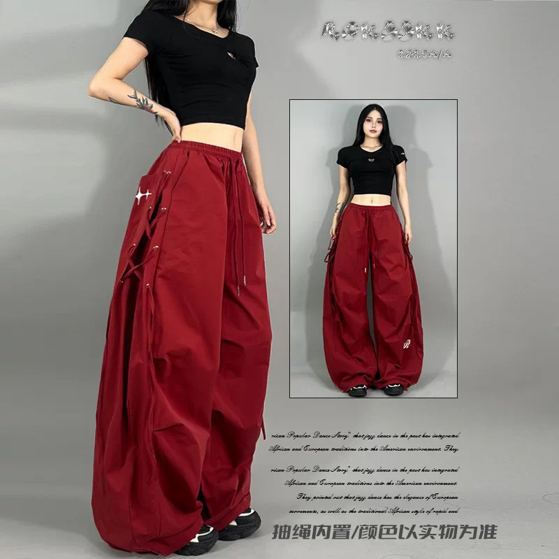 ROKBBK-K布韩街舞潮牌夏季新款百搭绑带宽松休闲显瘦爵士舞长裤女