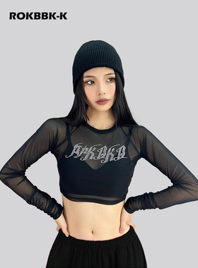 ROKBBK－K/布韩街舞潮牌hiphop个性爵士舞上衣女性感辣妹时尚长袖
