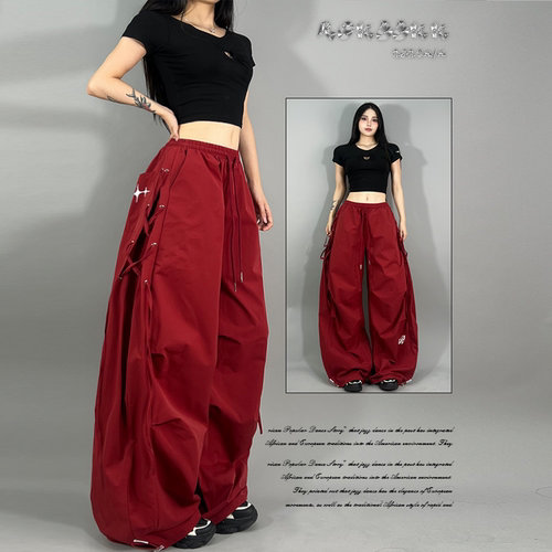 ROKBBK-K布韩街舞潮牌夏季新款百搭绑带宽松休闲显瘦爵士舞长裤女