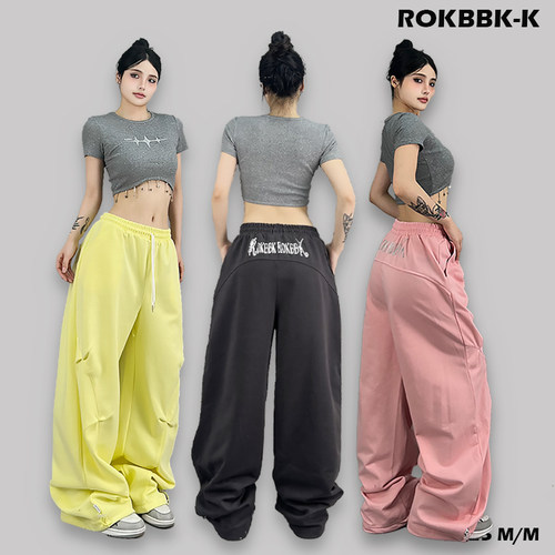 ROKBBK-K/布韩街舞潮牌夏季运动裤女宽松休闲显瘦透气爵士舞长裤