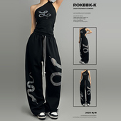 ROKBBK－K 布韩街舞潮牌宽松嘻哈hiphop运动长裤 女爵士jazz跳舞