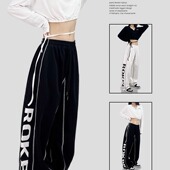 女hiphop爵士跳舞套装 ROKBBK－K 布韩街舞潮牌侧边印花运动套装