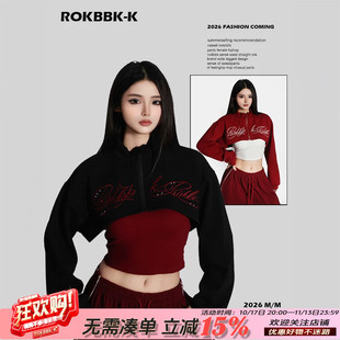 ROKBBK－K/布韩ROKBBK-K美式辣妹风短款拉链女街头嘻哈长袖上衣