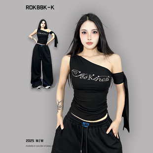 K布韓街舞潮牌夏季 ROKBBK 復古辣妹顯瘦吊帶設(shè)計感氣質(zhì)上衣