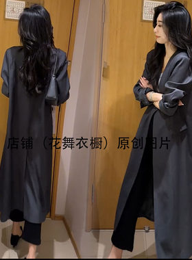 松弛感时髦风衣女2025春季新款通勤风韩版休闲长款外套显气质大衣
