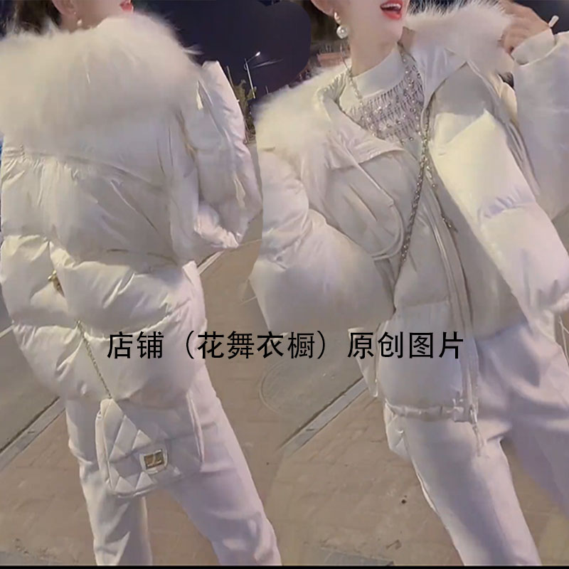 高端洋气大毛领短款棉服女冬宽松连帽保暖面包服外套减龄时尚棉袄