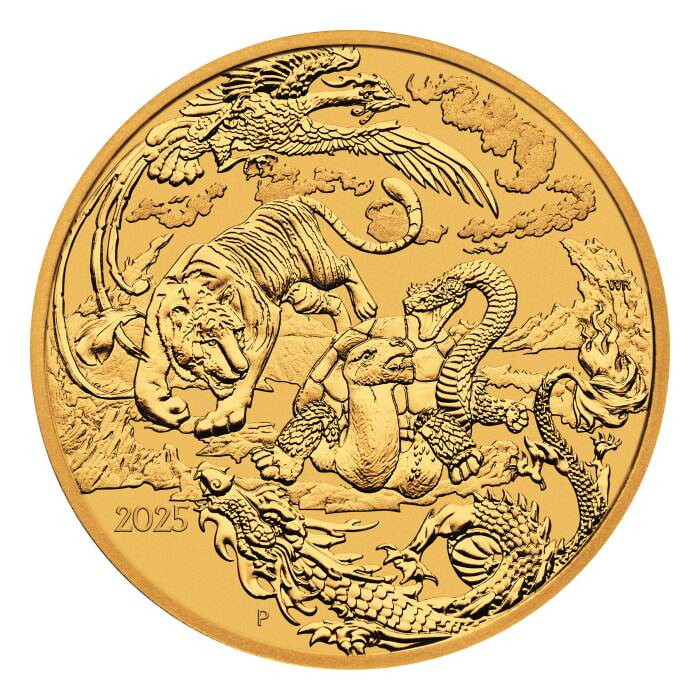 澳洲中國神話传说四大神兽9999金币1盎司31.1g收藏投资储值理财