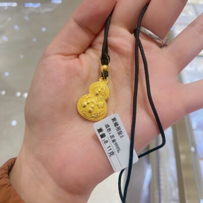 足金999爬藤花丝葫芦吊坠黄金吉祥花丝葫芦项链情侣款项链