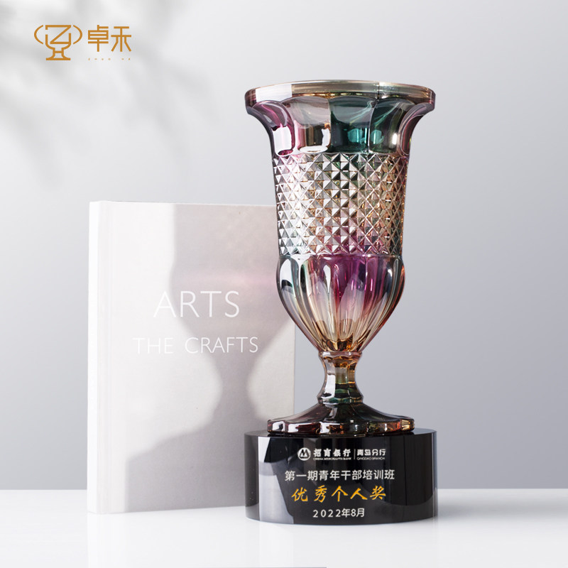 卓禾炫彩水晶奖杯订制定做篮球退休纪念团体创意实木优秀员工奖牌