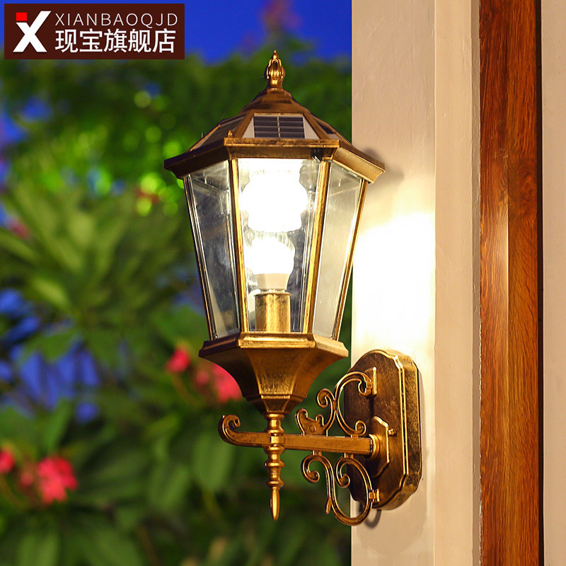防水太阳能led壁灯室外欧式简约阳台门口庭院美式灯户外别墅墙挂
