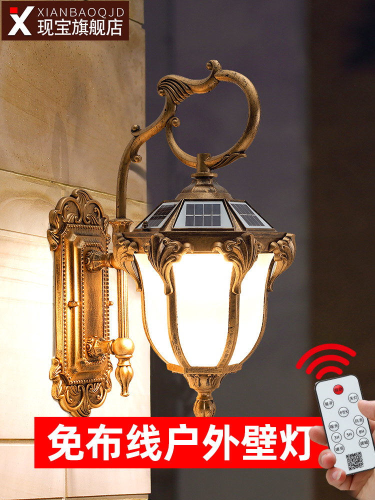 壁灯欧式覆古户外防水大门口阳台灯室外庭院太阳能别墅柱子外墙灯