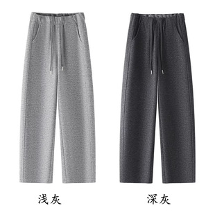 抽绳卫裤 Y2026新款 女士休闲运动裤 浅灰色弯刀裤 跨境 春装