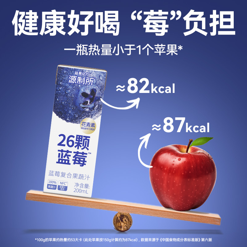 源制所究所蓝莓汁蔓越莓汁西梅汁枇杷汁200ml*6瓶混合果蔬汁饮料