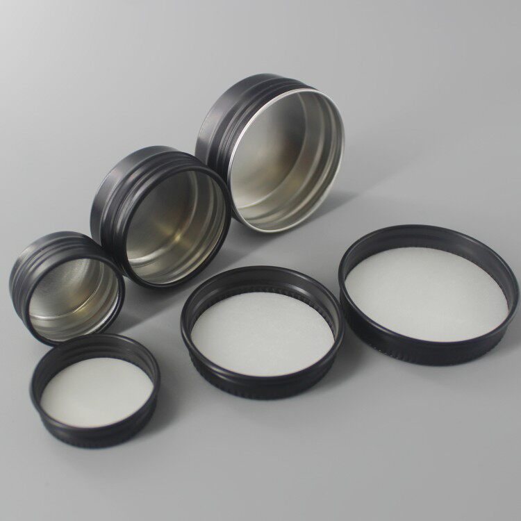 50支包邮高档圆形螺纹铝盒黑色分装面霜散粉DIY手工紫草密封铝罐