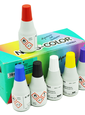 德国进口191快干印油 红色不灭印泥 速干蓝色黑色补充专用水擦不掉印电路板纺织物品金属塑料皮革诺丽色Noris