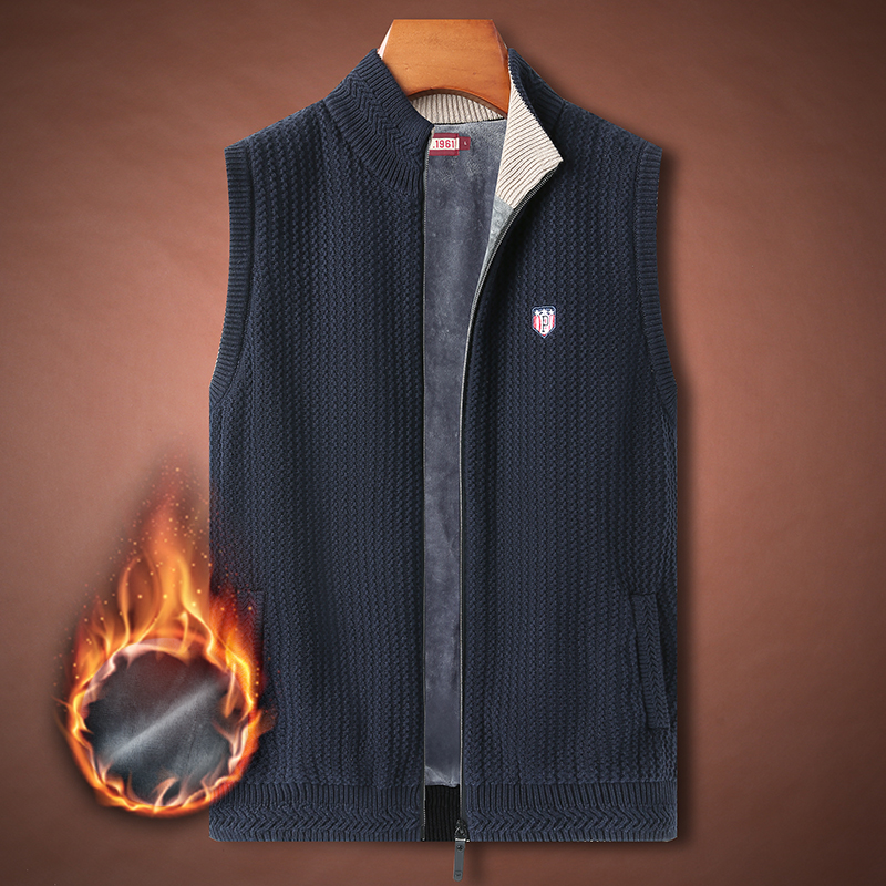 2025针织衫加绒加厚毛衣立领