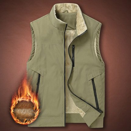 秋冬季中老年棉马甲男士加绒加厚坎肩背心爸爸冬装保暖立领1215u