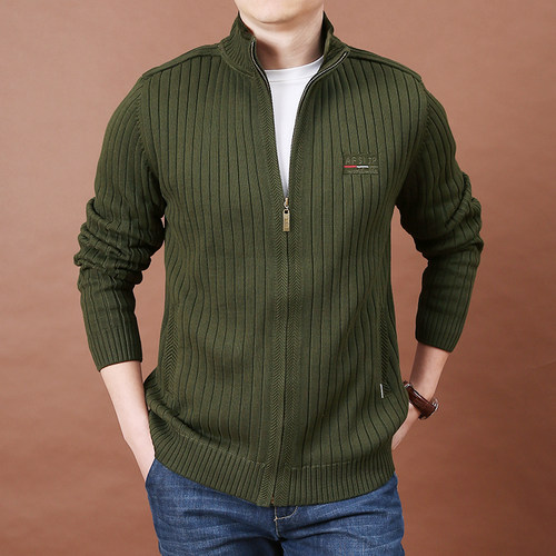 秋季加绒大码立领水洗纯棉针织衫