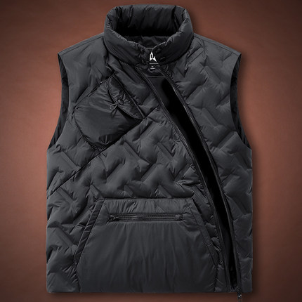 马甲男秋冬季斜拉链轻薄户外舒适保暖服马夹男背心潮1215u