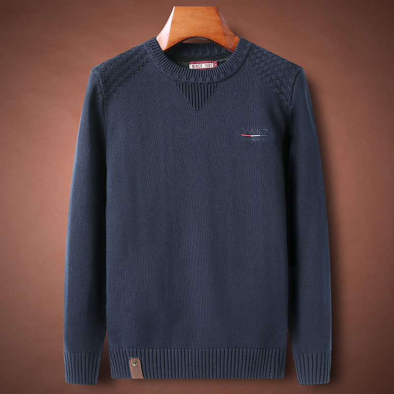 秋冬季针织衫纯棉加厚潮套头圆领