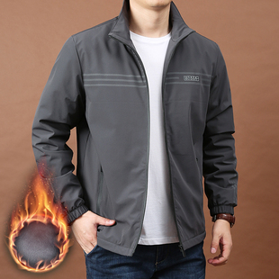 2026春秋薄绒保暖棉衣男大码 纯色舒适弹力男外套 宽松棉服胖子时尚