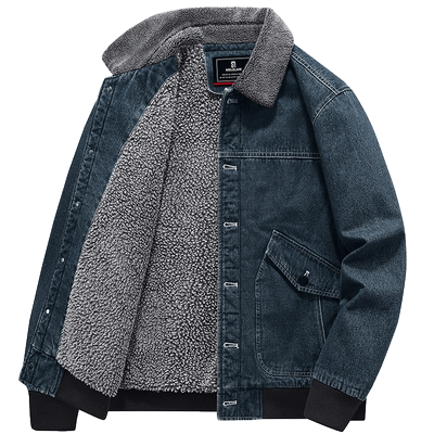 休闲加绒加厚棉衣jpdun牛仔冬季