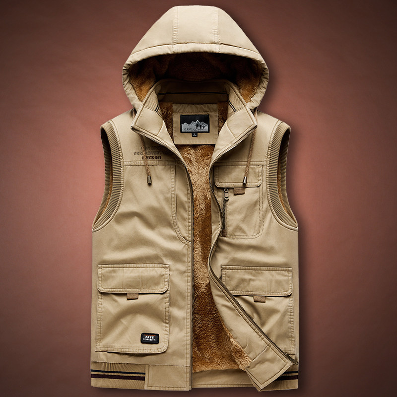 马甲男秋冬季加绒加厚大码宽松保暖马夹多口袋工装水洗纯棉背心潮,男装,背心,淘宝优惠券,粉丝福利购,淘宝优惠卷