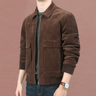 休闲舒适翻领茄克衫 男士 男时尚 宽松夹克衫 潮 灯芯绒纯棉外套男大码