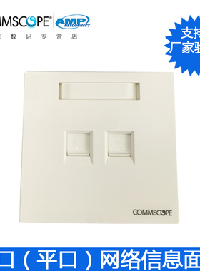 康普安普AMP双口面板86型760256273替代760249251平口RJ45电脑网线接口网络插座FPDS-BS-2P-SW【不含模块】