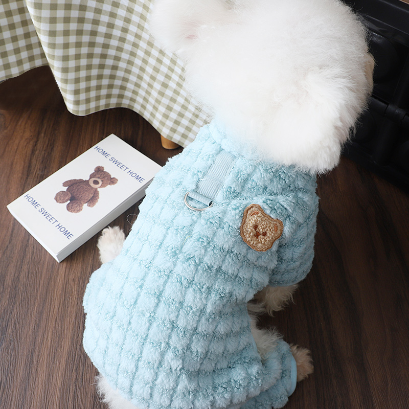 狗狗衣服2025新款冬小型犬马尔济斯博美外出可牵引加厚保暖四脚衣