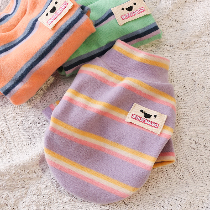 狗狗衣服条纹打底加绒款宠物用品