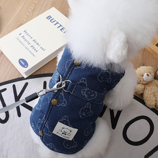 泰迪衣服冬季保暖狗狗可牵引棉背心外出专用加绒背开高颜值两脚衣