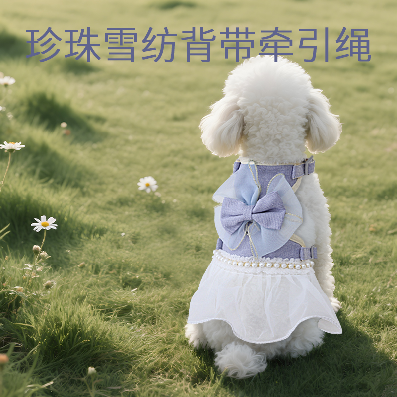 狗狗用牵引绳小型犬外出遛狗绳马尔济斯泰迪散步专用可调节栓狗绳