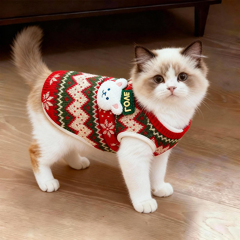 猫咪衣服德文猫冬装小猫红色圣诞节布偶外出过节拍照棉背心高颜值,宠物/宠物食品及用品,猫宠物服装/雨衣（新）,淘宝优惠券,粉丝福利购,淘宝优惠卷