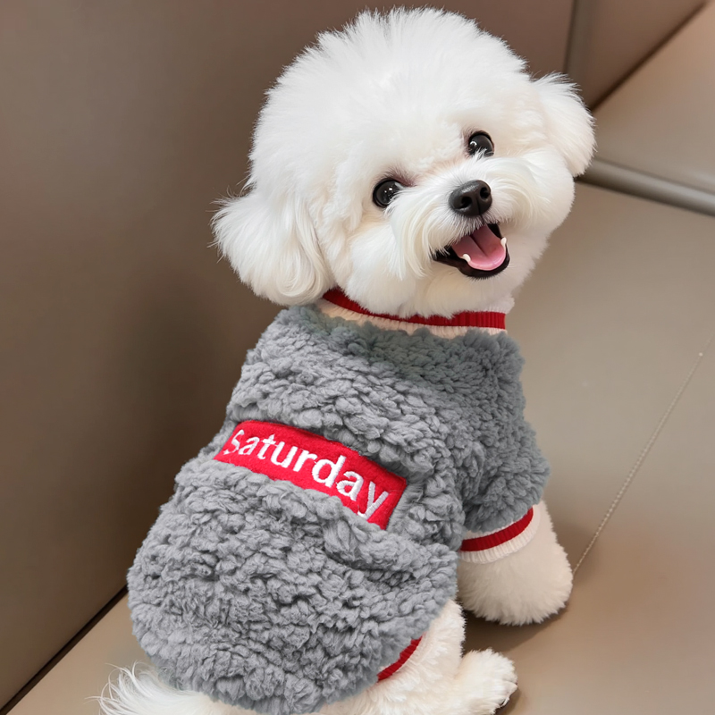 狗狗衣服2025新款冬装小型犬小狗保暖颗粒绒圆领衫双面加绒套头衫