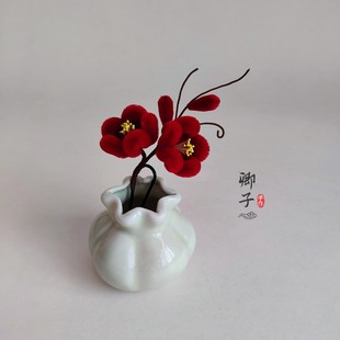 卿子手作-红梅 非遗绒花发簪古风梅花簪子汉服旗袍日常绒花头饰