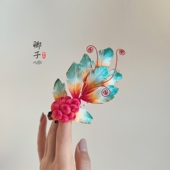 锦鲤 卿子手作原创设计绒花锦鲤发钗古风配饰纯手工非遗绒花