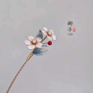 『与君书』卿子手作原创设计非遗绒花古风旗袍配饰发簪掐丝绒花