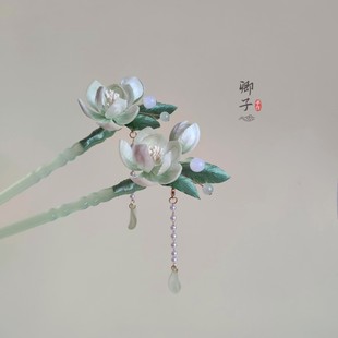 『青衫隐』卿子手作绒花发簪旗袍挽发簪汉服日常古风头饰非遗绒花