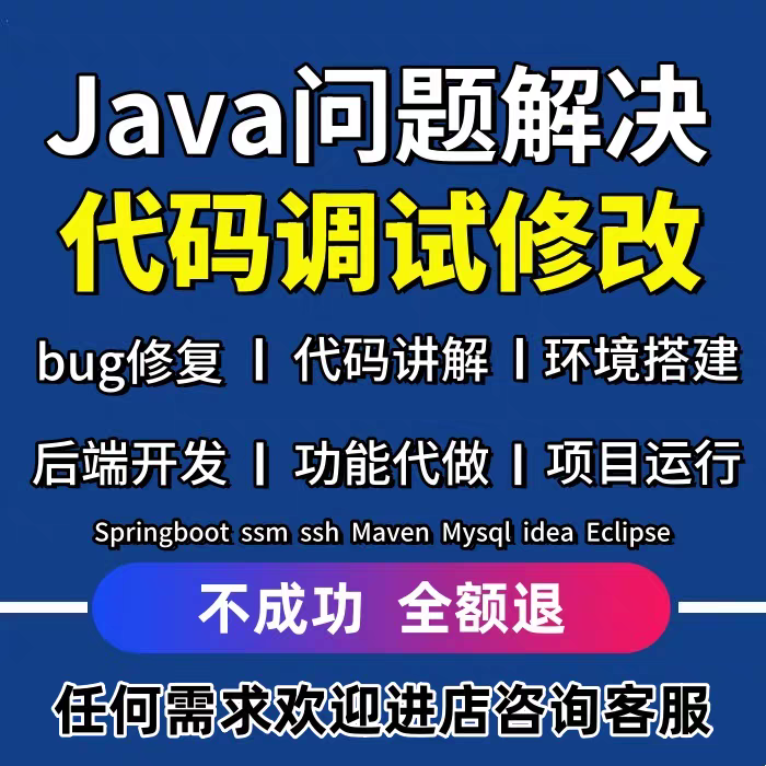 java代码调试问题修改功能开发bug解决web代码讲解项目部署运行