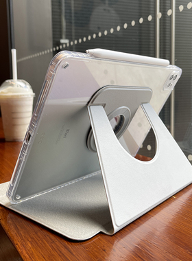 适用苹果2024ipadpro保护套air6无笔槽720磁吸旋转平板10.2亚克力10代10.9超薄八九软壳透明3防弯mini7拆分13